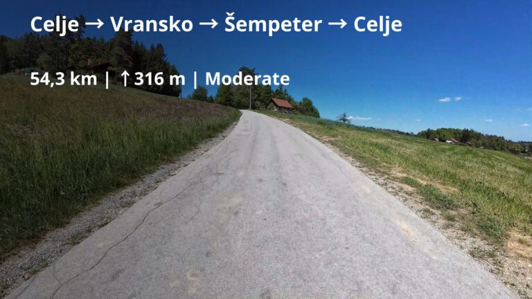 Cycling route Celje–Vransko–Braslovče–Celje loop Slovenia