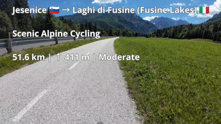 Jesenice to Laghi di Fusine cycling route through the Julian Alps